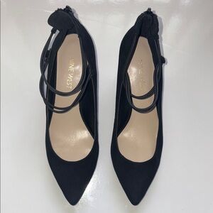 Nine West Black Heels with Ankle Strap NWOT